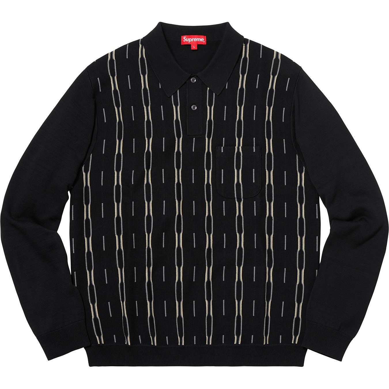 Vertical Stripe Knit L/S Polo view 4